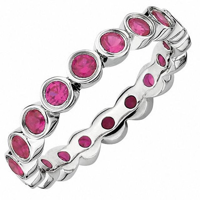 Stackable Expressions™ Lab-Created Ruby Eternity Ring in Sterling Silver