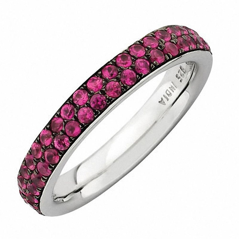 Stackable Expressions™ Lab-Created Ruby Two Row Eternity Ring in Sterling Silver|Peoples Jewellers