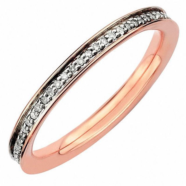 Stackable Expressions™ 0.17 CT. T.W. Diamond Eternity Ring in Sterling Silver with 18K Rose Gold Plate|Peoples Jewellers