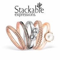 Stackable Expressions™ 0.17 CT. T.W. Diamond Eternity Ring in Sterling Silver with 18K Rose Gold Plate|Peoples Jewellers