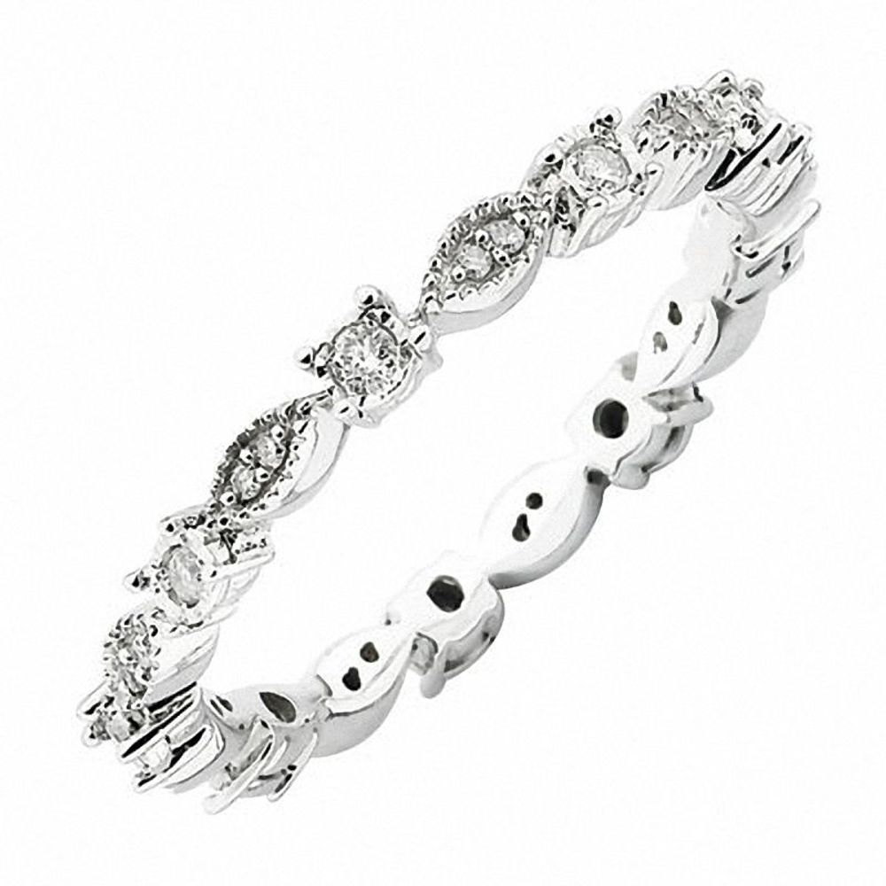 Stackable Expressions™ 0.15 CT. T.W. Diamond Pavé Eternity Ring in Sterling Silver|Peoples Jewellers
