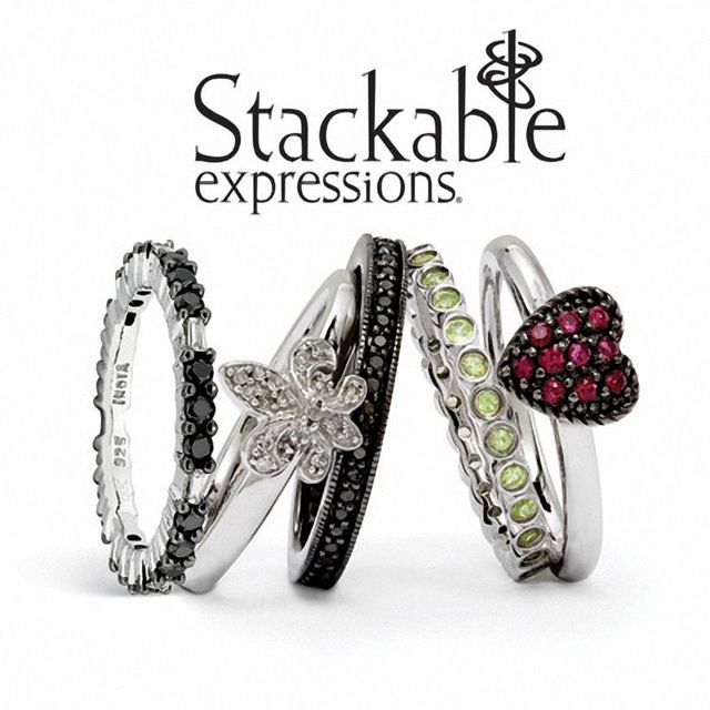 Stackable Expressions™ 0.32 CT. T.W. Black Diamond Ring in Black Ruthenium Sterling Silver|Peoples Jewellers