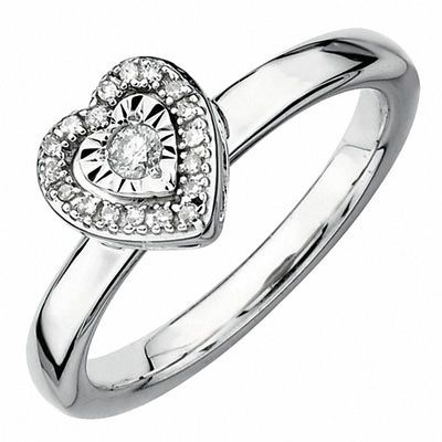 Stackable Expressions™ 0.12 CT. T.W. Diamond Heart Ring in Sterling Silver|Peoples Jewellers