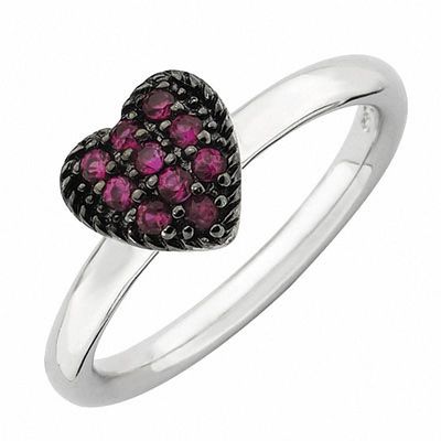 Stackable Expressions™ Lab-Created Ruby Heart Ring in Sterling Silver|Peoples Jewellers