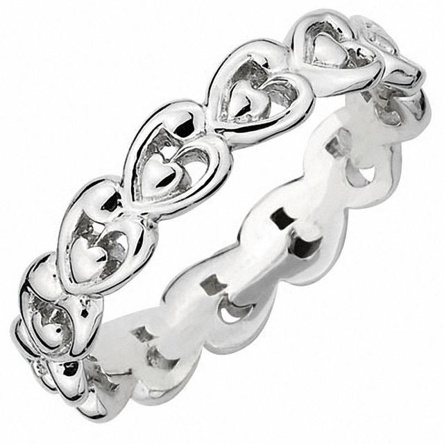 Stackable Expressions™ Polished Hearts Ring in Sterling Silver|Peoples Jewellers