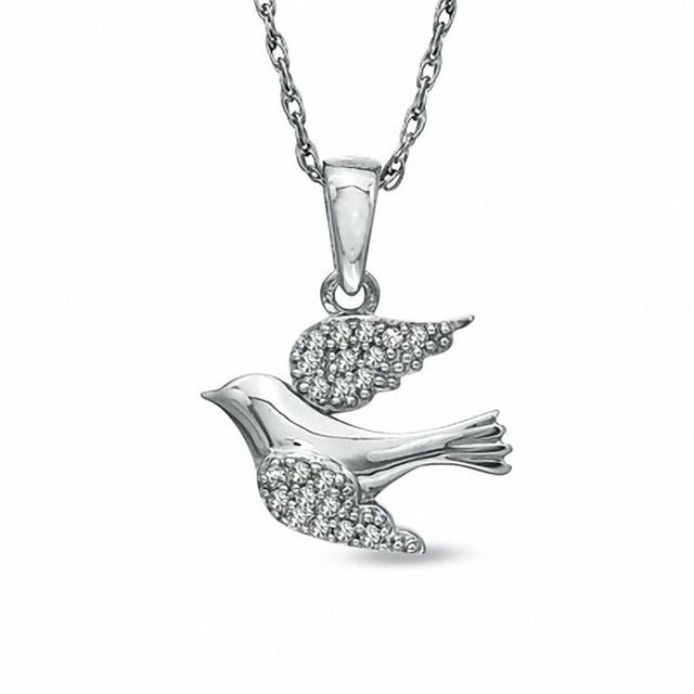 Diamond Accent Dove Pendant in Sterling Silver