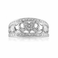 0.085 CT. T.W. Diamond Claddagh Ring in Sterling Silver|Peoples Jewellers