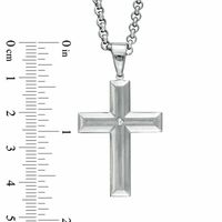 Men's Diamond Accent Cross Pendant in Stainless Steel - 24"|Peoples Jewellers