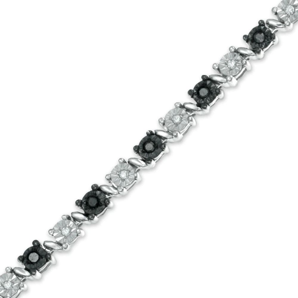 0.33 CT. T.W. Enhanced Black and White Diamond Alternating Bracelet in Sterling Silver|Peoples Jewellers