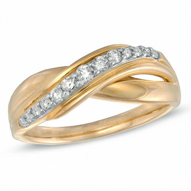 0.23 CT. T.W. Diamond Crossover Wave Band in 10K Gold|Peoples Jewellers