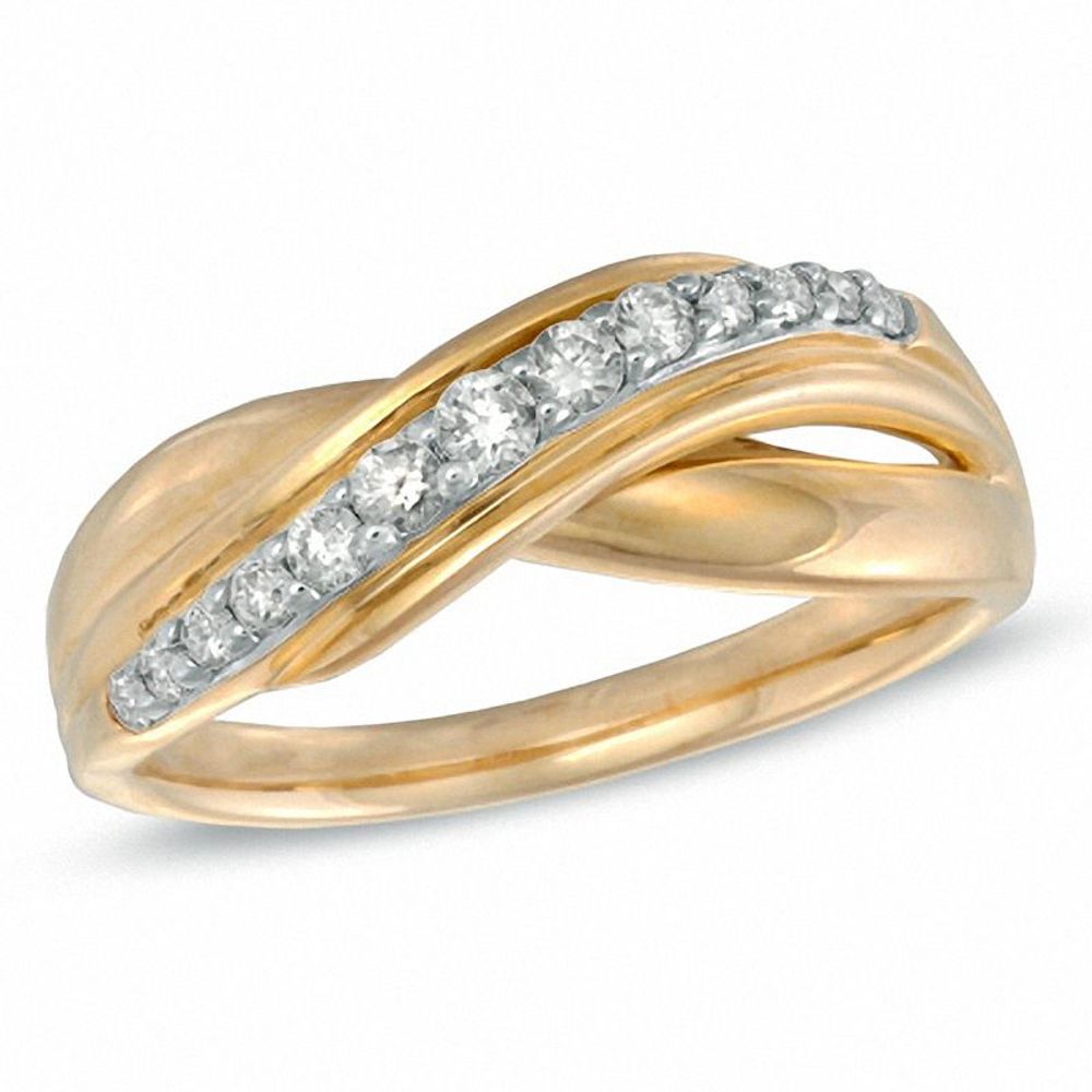 0.23 CT. T.W. Diamond Crossover Wave Band in 10K Gold|Peoples Jewellers