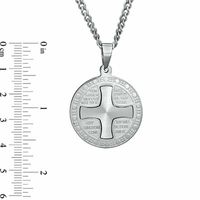 Men's Lord's Prayer Round Cross Pendant in Stainless Steel - 24"|Peoples Jewellers