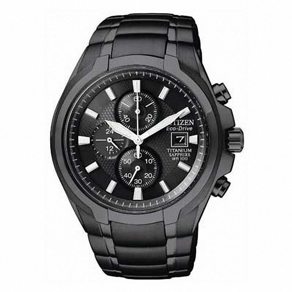 Men's Citizen Eco-Drive® Paradigm Chronograph Black IP Titanium Watch with Black Dial (Model: CA0265-59E)|Peoples Jewellers