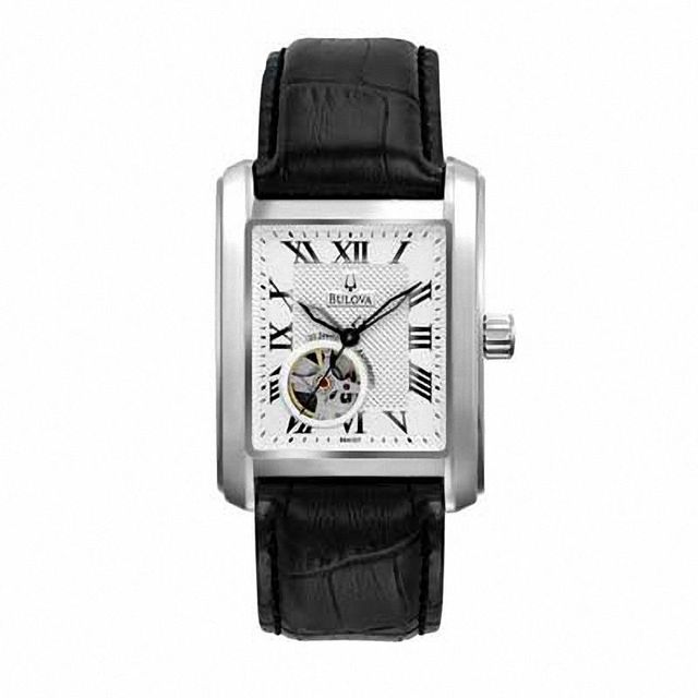Men's Bulova Mechanical Watch with White Square Dial (Model: 96A127)|Peoples Jewellers