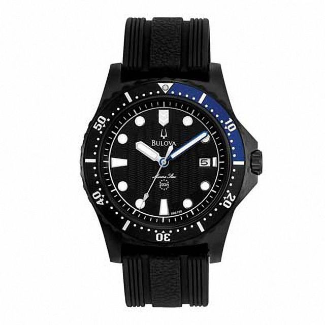 Men's Bulova Marine Star Strap Watch with Black Dial (Model: 98B159)|Peoples Jewellers