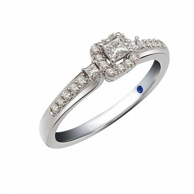 0.12 CT. T.W. Composite Diamond Flower Promise Ring in 10K White Gold|Peoples Jewellers