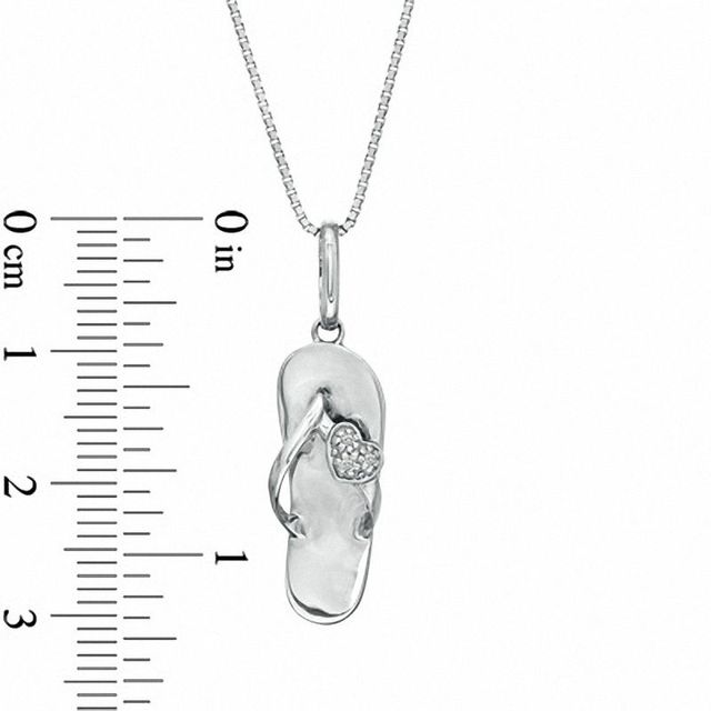 Diamond Accent Flip Flop with Heart Pendant in Sterling Silver|Peoples Jewellers