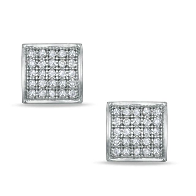 0.14 CT. T.W. Diamond Square Stud Earrings in Sterling Silver|Peoples Jewellers