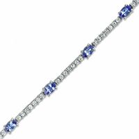 Oval Tanzanite and Lab-Created White Sapphire Bracelet in Sterling Silver - 7.5"|Peoples Jewellers