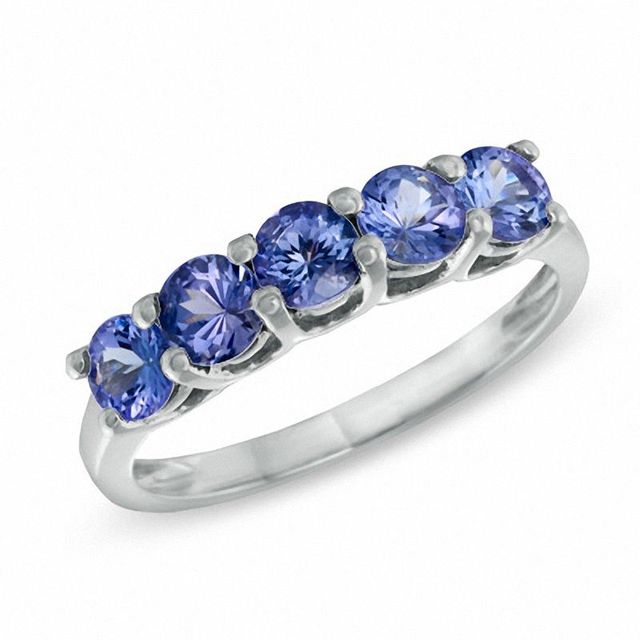 Tanzanite Five Stone Ring in 10K White Gold|Peoples Jewellers
