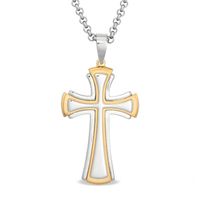 Men's Stacked Cross Pendant in Two-Tone Stainless Steel - 24"|Peoples Jewellers
