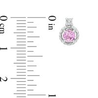 Lab-Created Pink Sapphire and Diamond Accent Pendant and Earrings Set in Sterling Silver|Peoples Jewellers