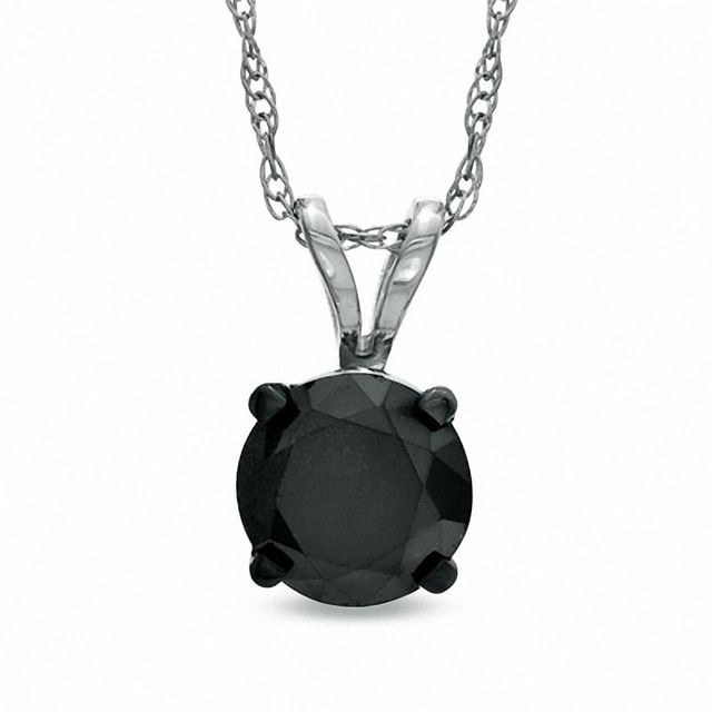 Black Mystique 1.00 CT. Black Diamond Solitaire Pendant in 10K White Gold|Peoples Jewellers