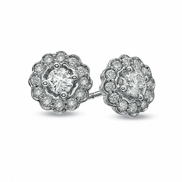 0.50 CT. T.W. Diamond Frame Stud Earrings in 14K White Gold|Peoples Jewellers