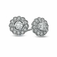 0.50 CT. T.W. Diamond Frame Stud Earrings in 14K White Gold|Peoples Jewellers