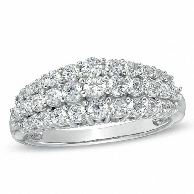 1.00 CT. T.W. Diamond Triple Row Anniversary Ring in 10K White Gold|Peoples Jewellers