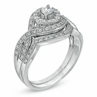 0.50 CT. T.W. Diamond Twist Frame Bridal Set in 14K White Gold|Peoples Jewellers
