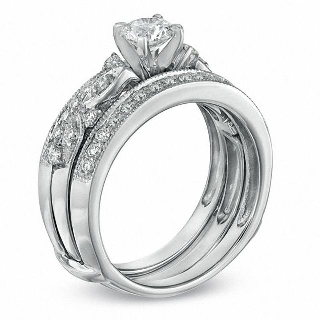 1.00 CT. T.W. Diamond Vine Bridal Set in 14K White Gold|Peoples Jewellers