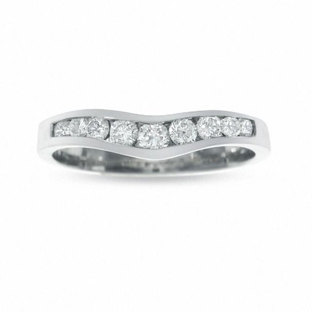 0.38 CT. T.W. Diamond Contour Wedding Band in 14K White Gold|Peoples Jewellers