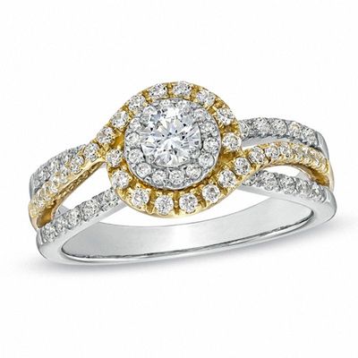 0.75 CT. T.W. Diamond Swirl Engagement Ring in 14K Two-Tone Gold|Peoples Jewellers