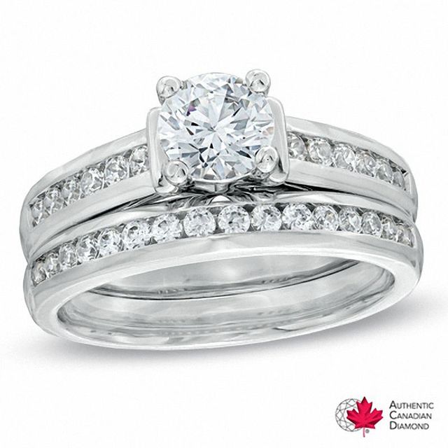 Bridal Set with 1.18 Carat TW of Diamonds in 14kt White Gold