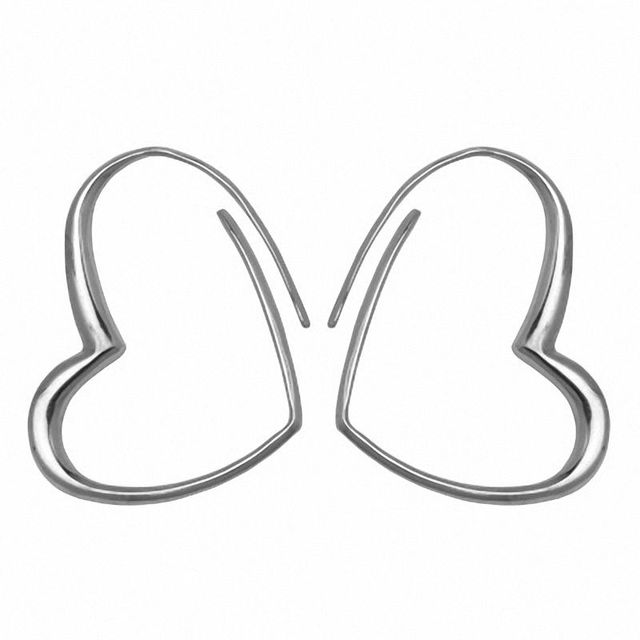 Heart-Shaped Hoop Earrings in Sterling Silver|Peoples Jewellers