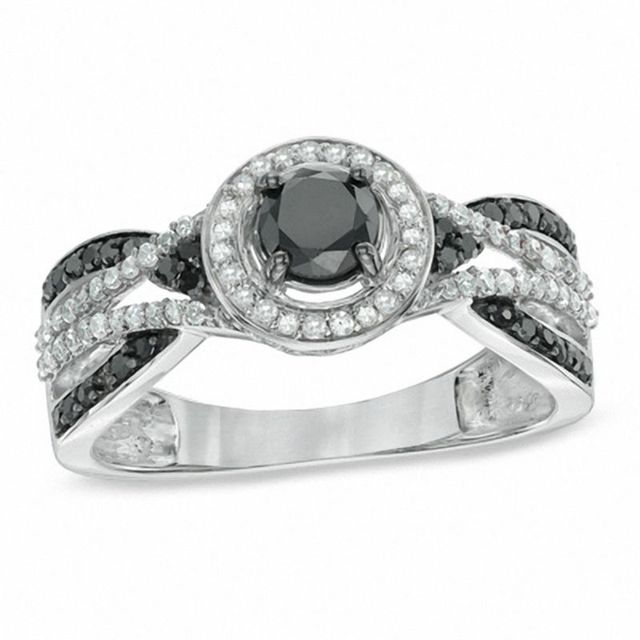 0.75 CT. T.W. Enhanced Black and White Diamond Woven Ring in 10K White Gold|Peoples Jewellers