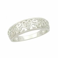 0.07 CT. T.W. Diamond Filigree Hearts Band in Sterling Silver|Peoples Jewellers