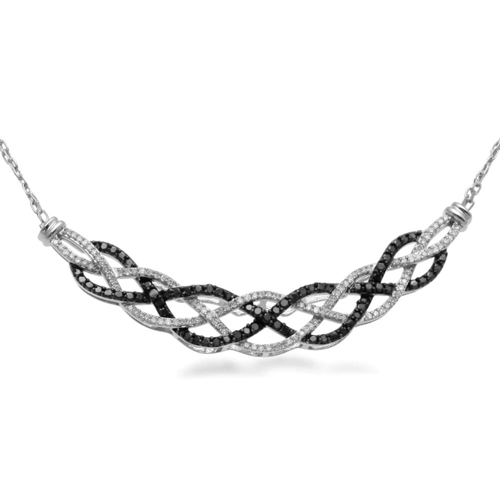 0.50 CT. T.W. Enhanced Black and White Diamond Loose Braid Necklace in Sterling Silver|Peoples Jewellers