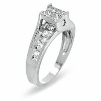 1.00 CT. T.W. Princess-Cut Quad Diamond Engagement Ring in 14K White Gold|Peoples Jewellers