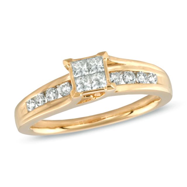 0.50 CT. T.W. Quad Princess-Cut Diamond Engagement Ring in 14K Gold