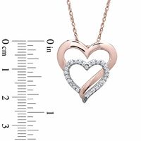 Lab-Created White Sapphire Double Heart Pendant in Sterling Silver and 14K Rose Gold Vermeil|Peoples Jewellers