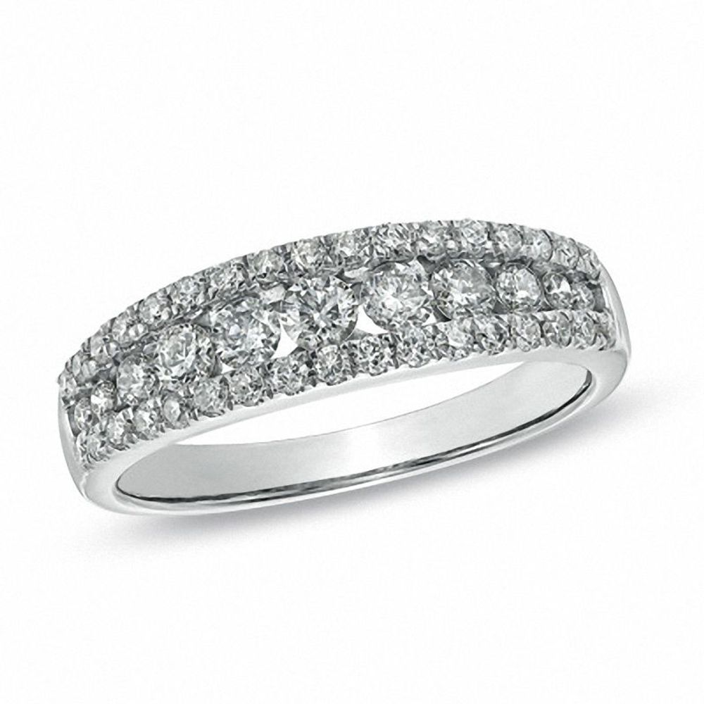 0.75 CT. T.W. Diamond Anniversary Three Row Band in 10K White Gold|Peoples Jewellers