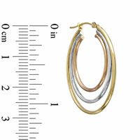 Triple Hoop Earrings in 10K Tri-Tone Gold|Peoples Jewellers