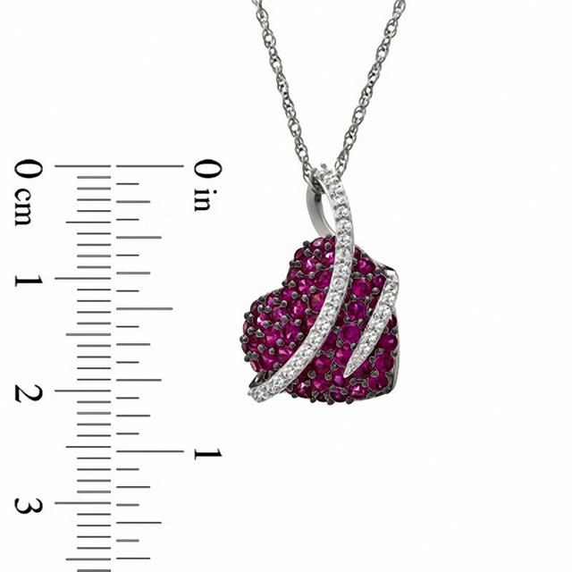 Lab-Created Ruby and White Sapphire Heart Pendant in Sterling Silver