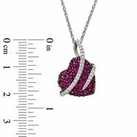 Lab-Created Ruby and White Sapphire Heart Pendant in Sterling Silver|Peoples Jewellers