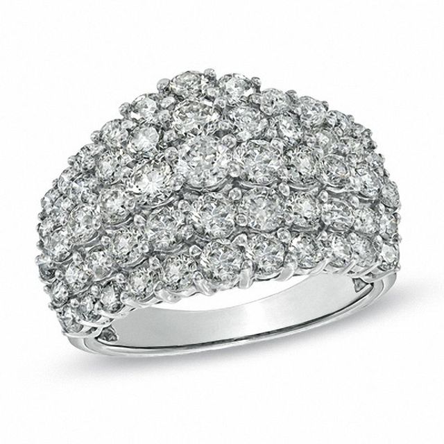 3.00 CT. T.W. Diamond Cluster Multi-Row Anniversary Ring in 10K White Gold|Peoples Jewellers