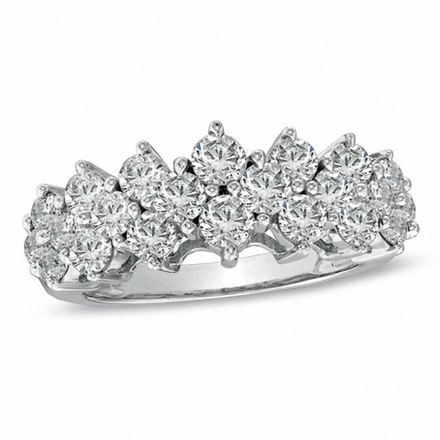 2.00 CT. T.W. Diamond Cluster Double Row Band in 10K White Gold|Peoples Jewellers