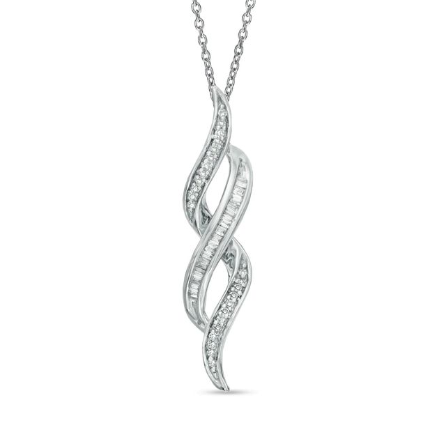 0.20 CT. T.W. Diamond Double Flame Pendant in Sterling Silver|Peoples Jewellers