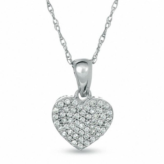 0.14 CT. T.W. Heart-Shaped Multi-Diamond Pendant in 10K White Gold|Peoples Jewellers